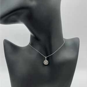Round Natural Diamond Sterling Silver Necklace